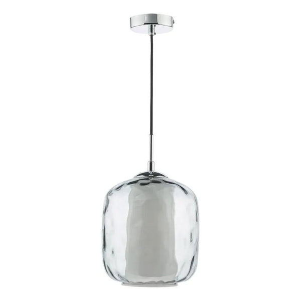 Majella Pendant Polished Chrome and Smoked Glass Lighting Foy
