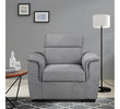 Elegant high back armchair with grey fabric upholstery
