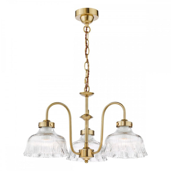 Vintage pendant ceiling light fixture with ribbed glass shades