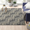 Max Geometric Rug 791 Grey and Taupe close view picture in the living room