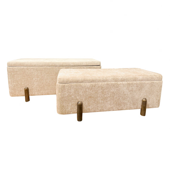 Maya Set of 2 Storage Benches Sand picture on the white background