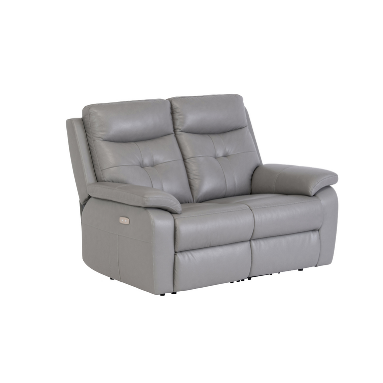 Melania 2 Seater Leather Sofa Electric Recliner Grey