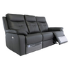Charcoal Melania 3 Seater Leather Sofa with Electric Recliner features.
