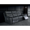 Melania 3 Seater Leather Sofa Charcoal with USB charging and reclining.
