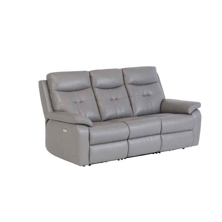 Melania 3 Seater Leather Sofa Electric Recliner Grey