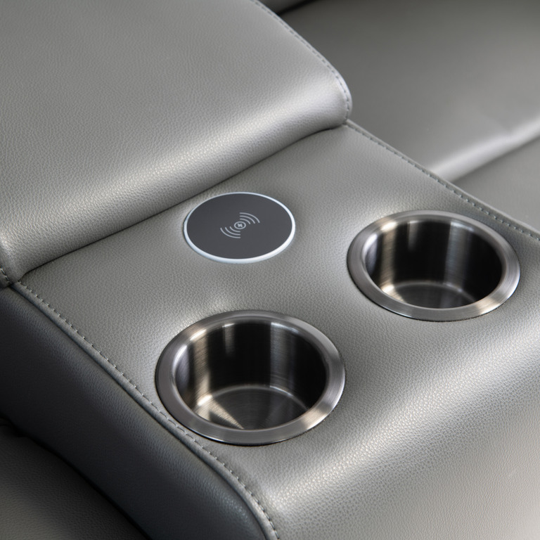 Melania Corner Sofa Recliner with Console Charcoal