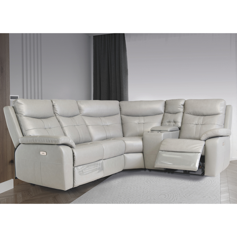 Melania Corner Sofa Recliner with Console Grey