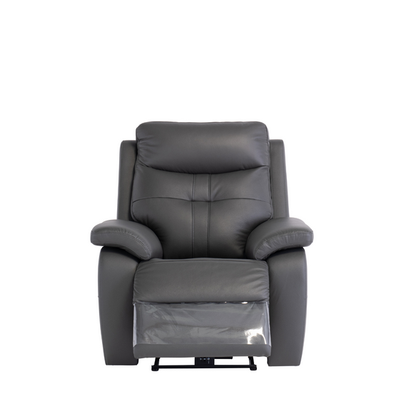 Luxury living room furniture – Melania Leather Electric Recliner Armchair in charcoal leather.
