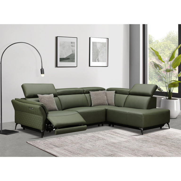 Milan Electric Recliner Corner Sofa Forest Green