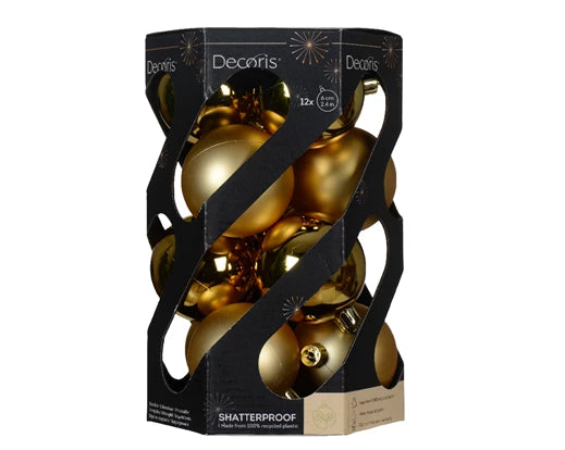 Bauble Shatterproof Christmas Tree Decoration Dia6cm Gold