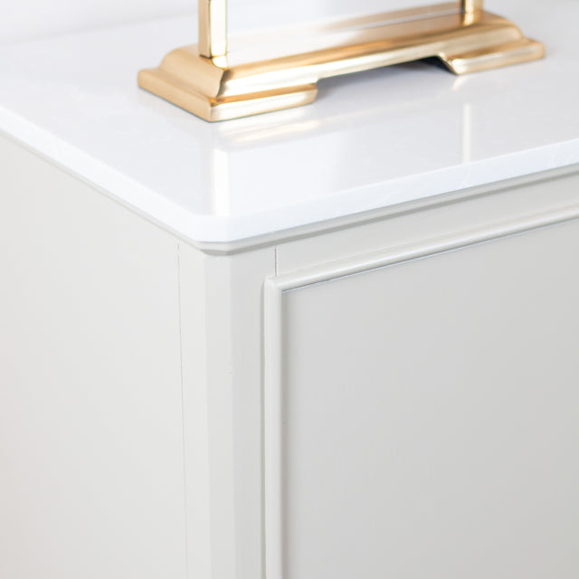 Monroe 2 Door Wooden Cabinet With Marble Top – Stone Finish