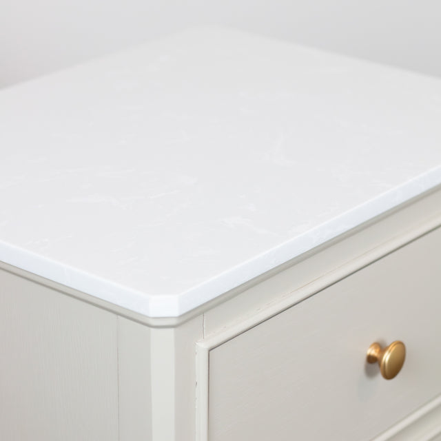 Monroe 2-Drawer Accent Table With Marble Top – Stone Side Table