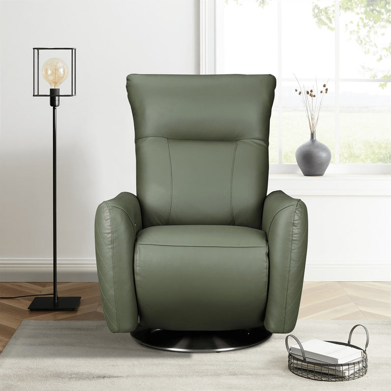 Monti Recliner Chair Green Leather