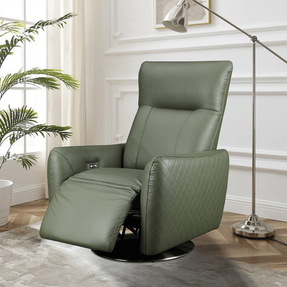 Modern leather recliner armchair with electric reclining function.
