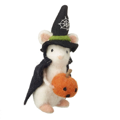 Mouse In Witch Cape With Pumpkin