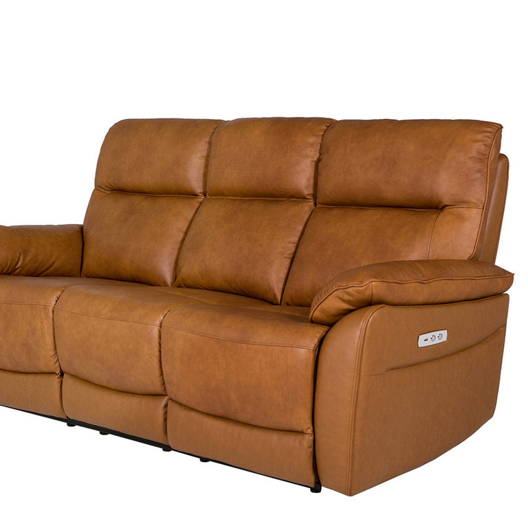 Nerano 3 Seater Sofa Tan Electric Recliner