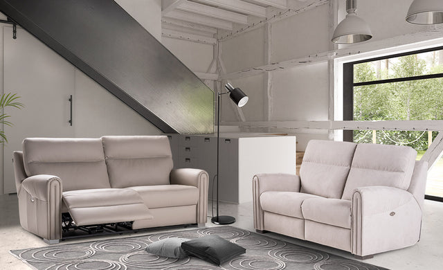 Nicoletti Home Atlanta 3 Seater Leather Sofa Electric Recliner
