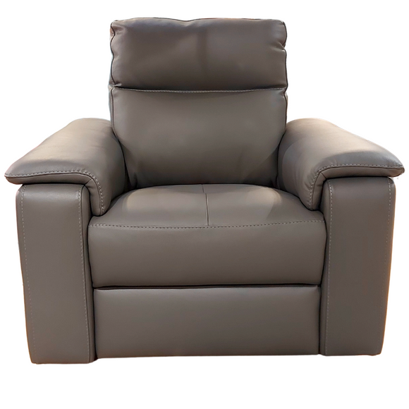 Elegant Nicoletti Home Syracuse leather recliner chair.
