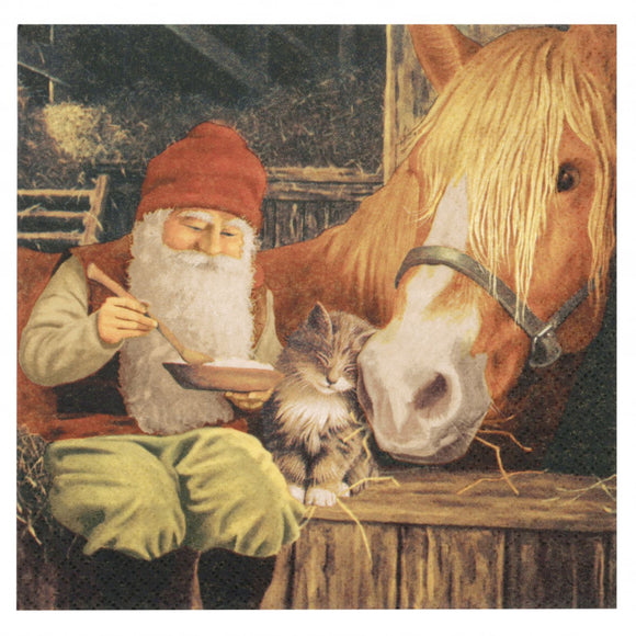 Charming Christmas tissue napkins with Nisse and horse design