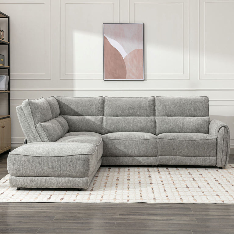 Nora Sectional Corner Sofa Recliner Grey LHF