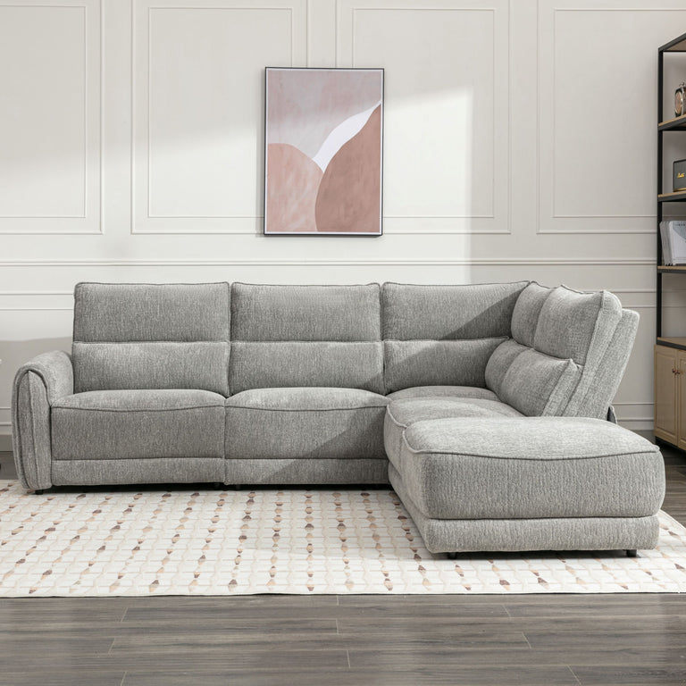 Nora Sectional Corner Sofa Recliner Grey RHF