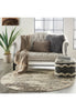 Modern round rugs with nature-inspired design and grey accents.

