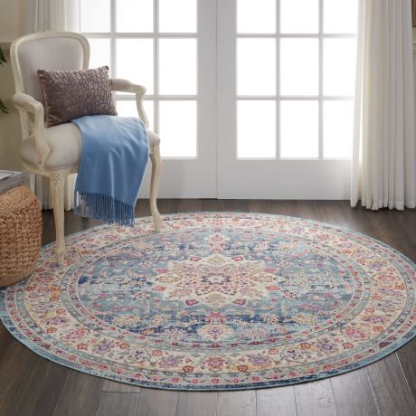 Nourison Vintage Kashan Rug 01 Blue - Round