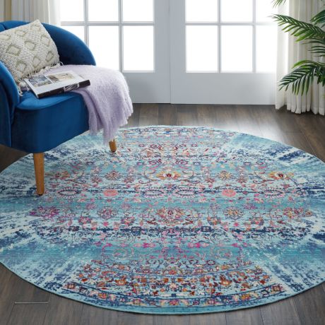 Nourison Vintage Kashan Rug 02 Blue - Round