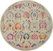 Vintage Kashan Rug 04 Ivory Multi in a round design.
