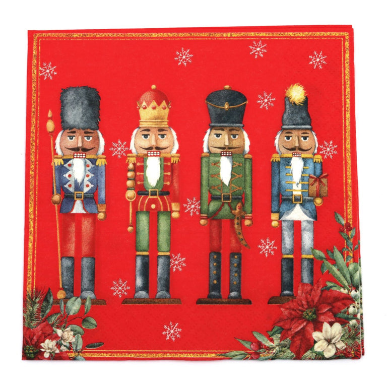 Christmas Paper Napkins Nutcracker Quartet Red