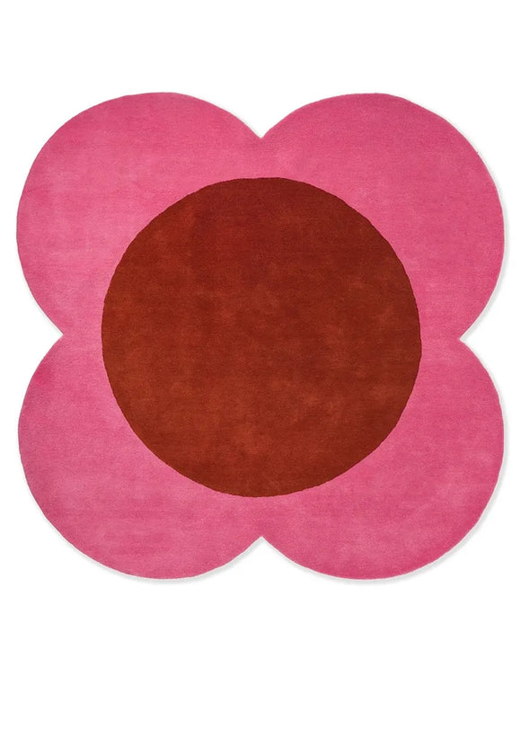 A stunning addition to your decor - Orla Kiely Flower Spot Rug in Pink Red.
