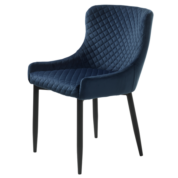 Blue velvet dining chair for elegant dining spaces