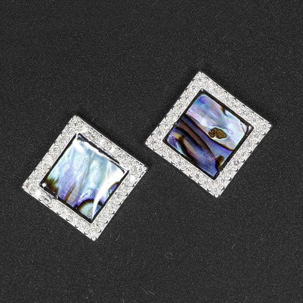 Paua Shell Silver Plated Diamond Shape Stud