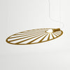 Minimalist Sollux Lighting Pendant Lamp LEHDET Golden in a lobby.
