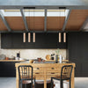 Available in one, two, or three-bulb versions Pendant lamp LINO 3 wood