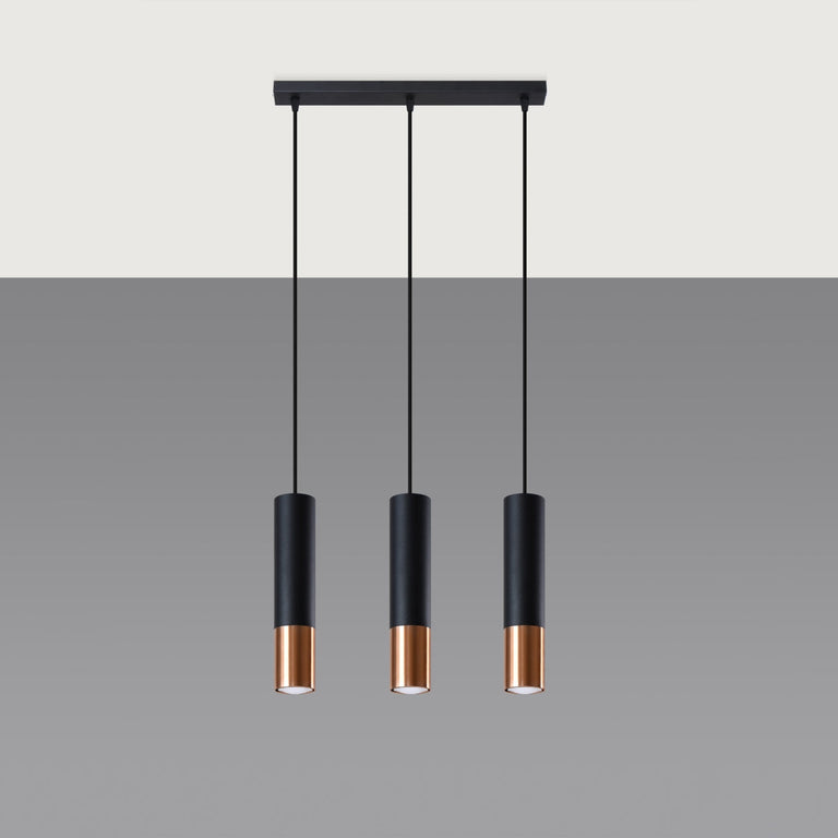 Sollux Lighting Pendant Lamp LOOPEZ 3L Black/Copper