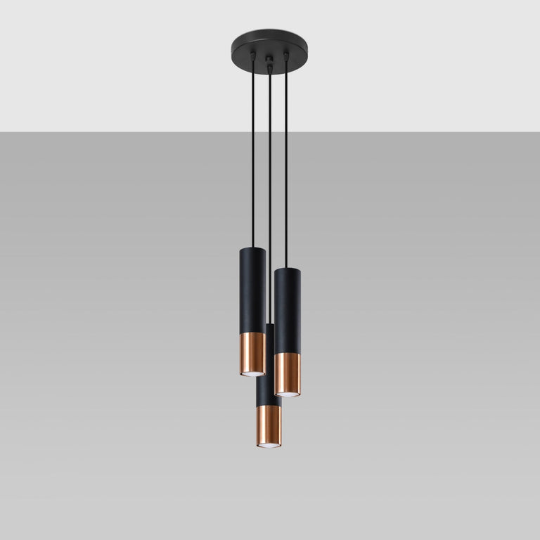 Sollux Lighting Pendant Lamp LOOPEZ 3P Black/Copper