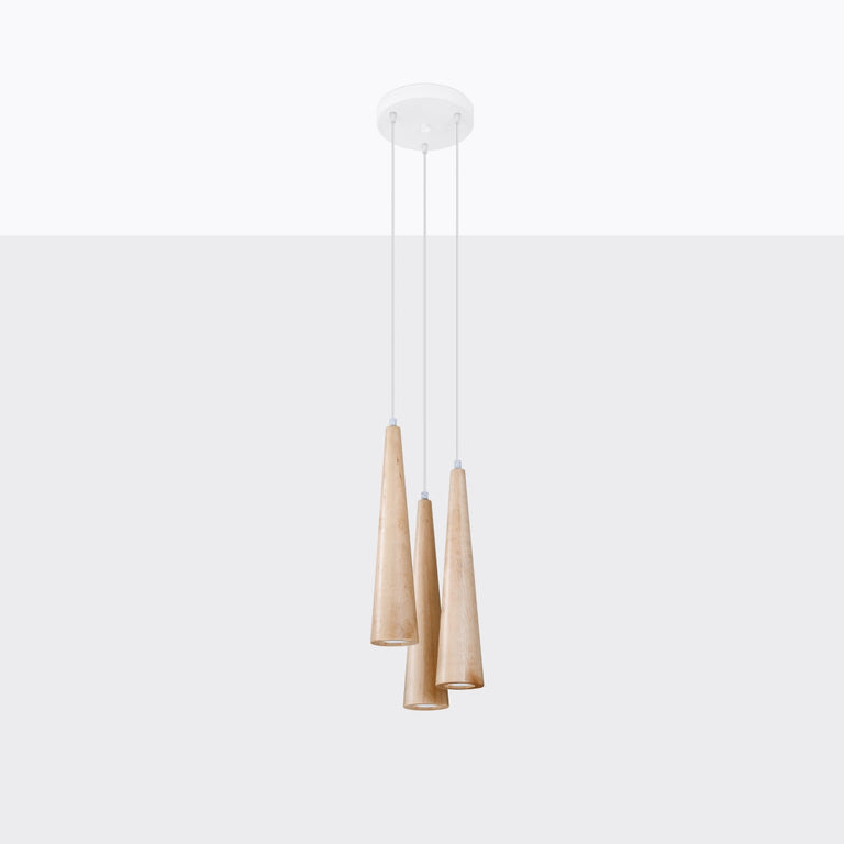 Sollux Lighting Pendant Lamp SULA 3P Natural Wood