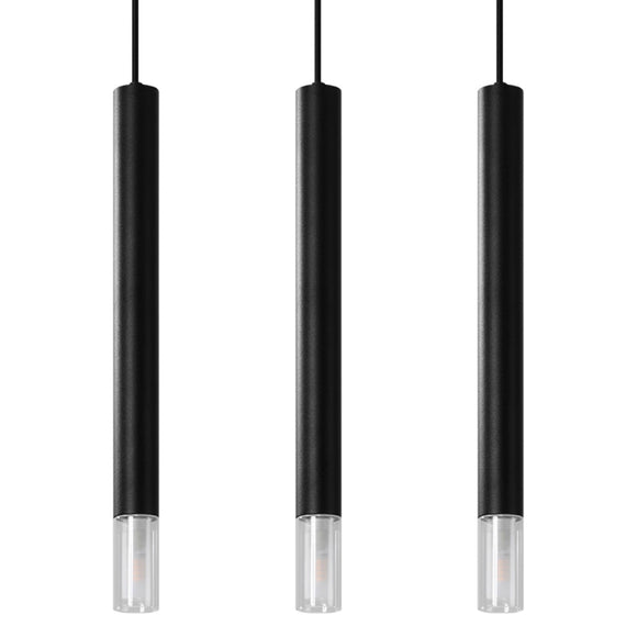 Stylish ceiling light fixture Sollux Lighting Pendant lamp WEZYR 3 black in modern home decor