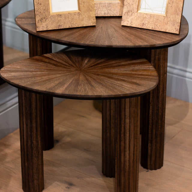 Ray Nest of 2 Side Tables Dark Teak | Wooden Side Tables Set
