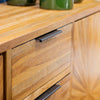 Ray Sideboard Ginger Teak close view picture of the drawers metal handle