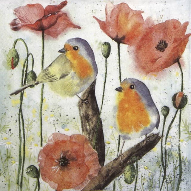 Paper Napkins Red Robin and Poppy