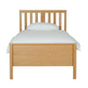 Low footboard single bed in natural oak finish.
