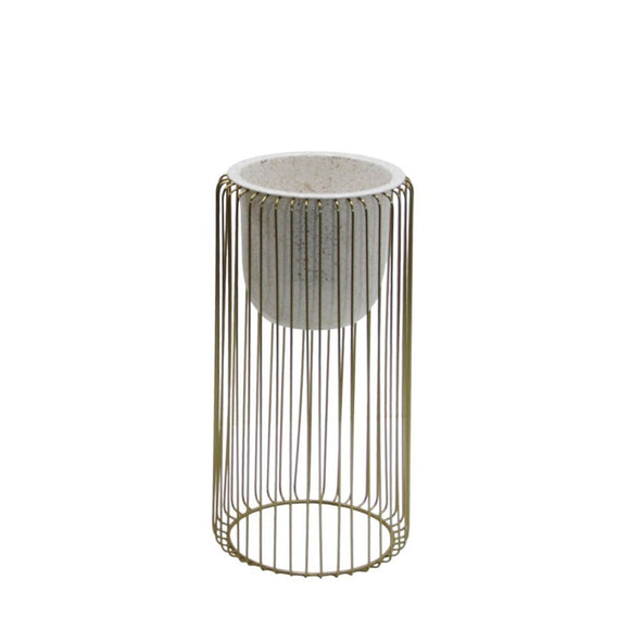 Ria Planter With Stand White/gold Small picture on the white background