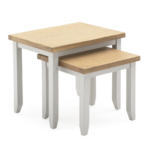 Chic grey hand-painted oak nest of tables for versatile styling