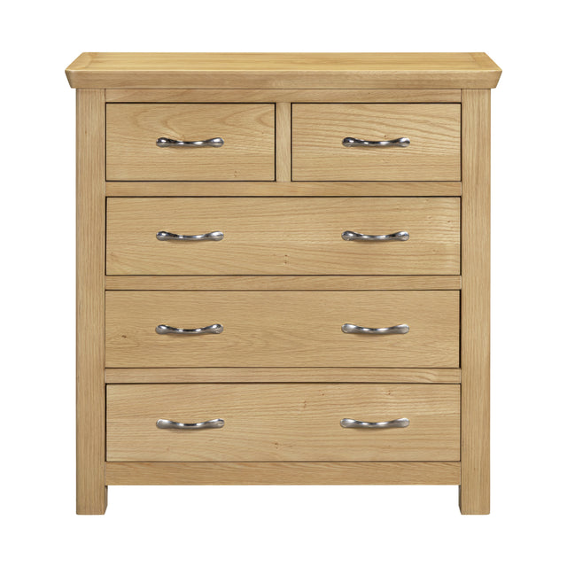 Riverdale Oak 5 Drawer Chest of Drawers - Tall 5 Drawer Bedroom Storage
