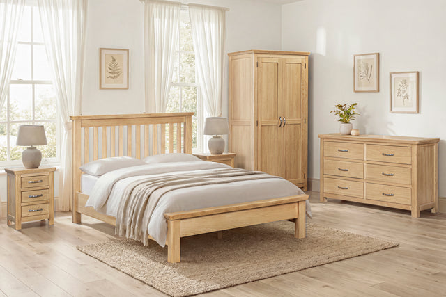 Riverdale Oak 4ft Small Double Bed - Riverdale Wooden Bed