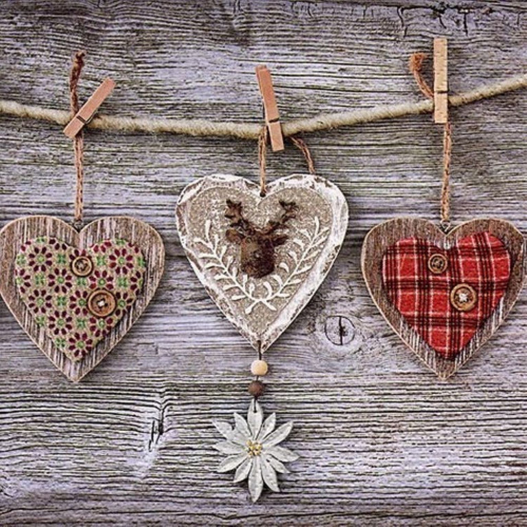 Paper Napkins Rustic Hearts with Edelweiss