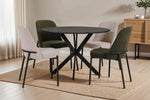 Sleek black metal base Sadia 1100 Round Dining Table Smoke