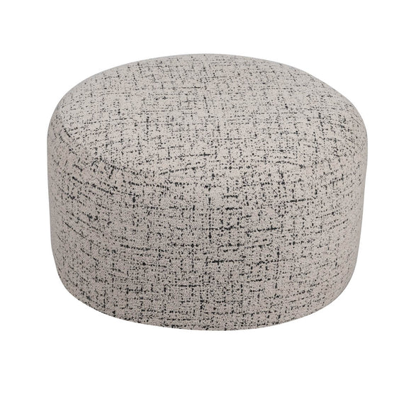 Luxurious Round Scatter Box Ottoman in Coco Cream/Black - a touch of Irish craftsmanship.